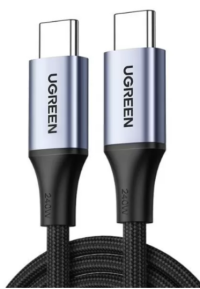 Ugreen Кабель US535 (15311) | USB-C to USB-C | 240W | Длина: 1м | PD Fast Charging Cable в оплетке | Цвет: серый космос