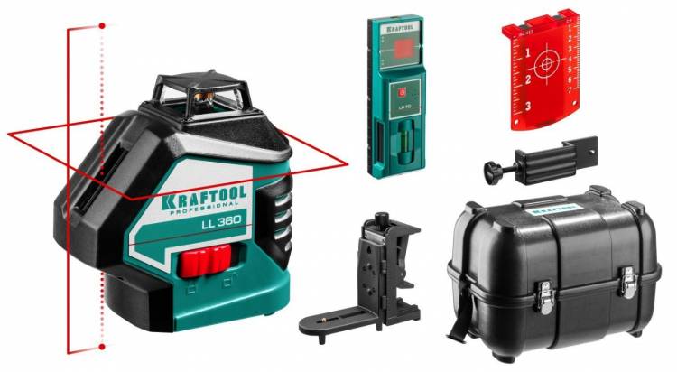 Kraftool LL 360-4 Нивелир лазерный, 2х360°, 20м/70м, держатель, детектор, в кейсе 34645-4