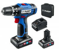 Зубр Аккумуляторная дрель-шуруповерт DL-121-42 | Серия-Профессионал | Количество аккумуляторов в комплекте-2 (4 Ач) | Крутящий момент-50 Нм | Напряжение аккумулятора- 12 В | Количество скоростей-2 | Время заряда- 2 ч