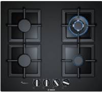 Газовая варочная панель Bosch PPH6A6B / Размер ШхГ: 59х52, конфорок - 4 шт, решетки - чугун, панель - закаленное стекло, электроподжиг, газ-контроль, черный / Global