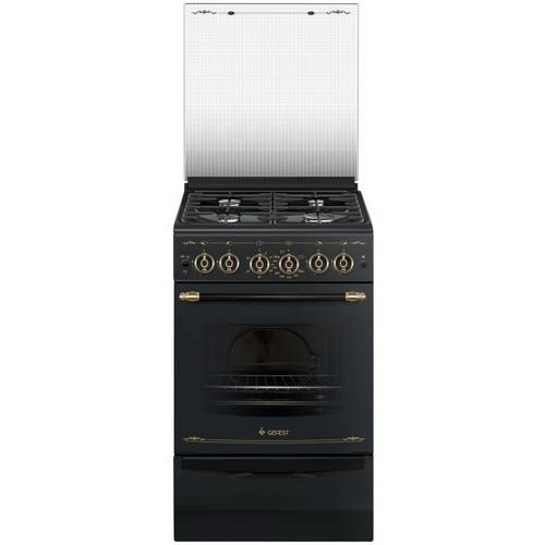 Gefest газовая плита 5100-02 0183 | Ретро | Количество конфорок: 4 | Объем духовки: 52 л | Электроподжиг | Габариты (ВхШхГ): 85х50х58.5 см | Цвет: Черный | Global