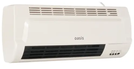 Oasis Тепловентилятор настенный NTB-20 | 3 Режима | Площадь обогрева - 25 кв.м. | Мощность обогрева - 1000\2000Вт | Global