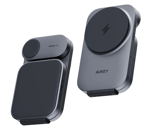 Aukey Беспроводное зарядное устройство 3 in 1 Travel Qi2, серый