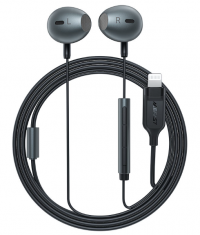 Acefast проводные наушники L1, проводные наушники lightning для iphone, цвет: черный 