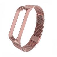 Ремешок металлическая сетка MILAN  для фитнес трекера Xiaomi Mi Band 5 розовое золото