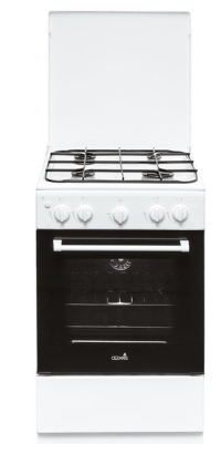 Плита газовая Cezaris ПГ 2150-04 | Поверхность: эмалированная сталь, конфорок: 4, объем духовки: 43 л, газ-контроль, размер: ШхВхГ: 51х85х55 см, белый | Global