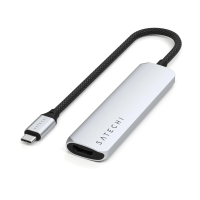 Satechi USB-C Хаб 4-в-1 Slim с HDMI 4K, USB 3.0 и зарядкой — для MacBook, iPad, ноутбуков (серебристый)