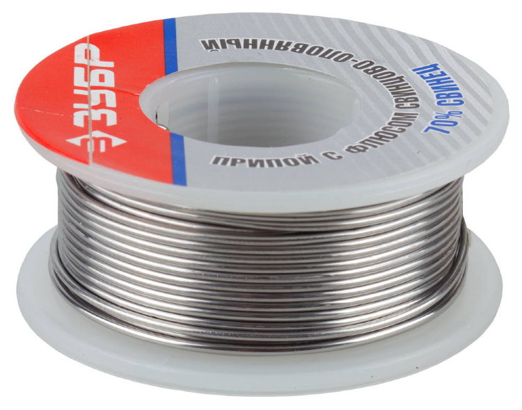 Зубр 30% Sn / 70% Pb, 100гр Припой оловянно-свинцовый