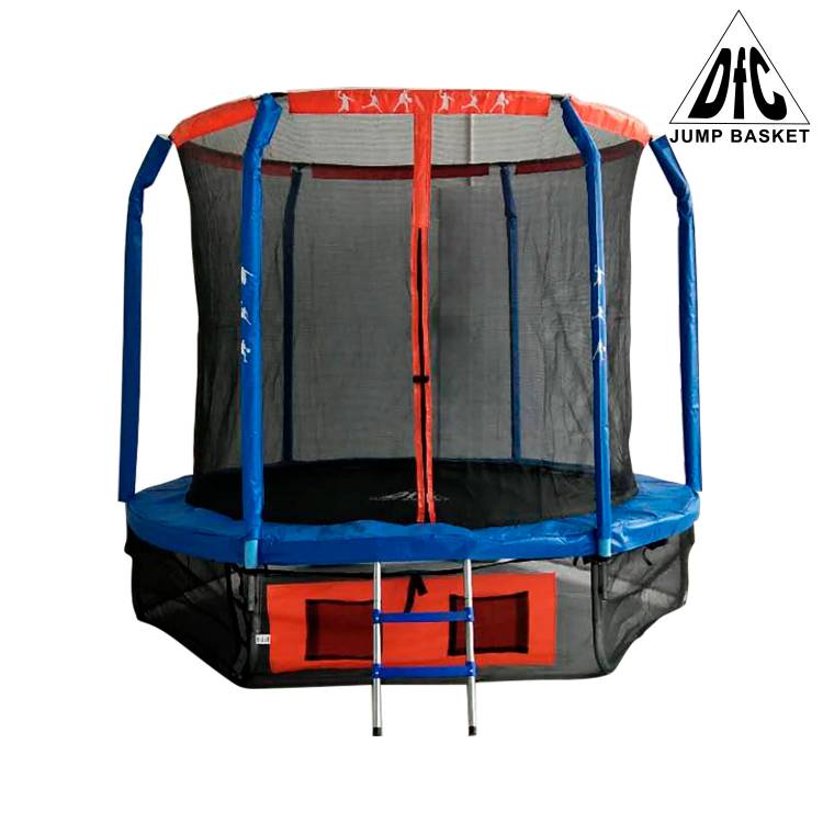 DFC Батут (244cм) JUMP BASKET 8ft / до 80кг/ для дачи/ Высота батута (без сетки) 55 см/ Высота сетки 150 см/ для дома/ с защитной сеткой/ с внутренней сеткой/ с лестницей/ уличный