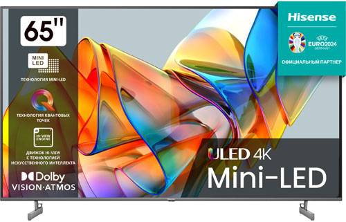 Телевизор LED 65" (164 см) Hisense 65U6KQ / Smart TV, Mini LED, ULED, 4K UltraHD, Wi-Fi, 60 Гц, VIDAA, HDMI х 3, USB х 2 шт, темно-серый / Global