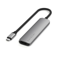 Satechi USB-C Хаб 4-в-1 Slim с HDMI 4K, USB 3.0 и зарядкой — для MacBook, iPad, ноутбуков (Space Grey)