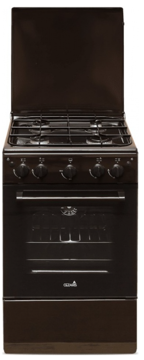 Плита газовая Cezaris ПГ 2150-07 | Поверхность: эмалированная сталь, конфорок: 4, объем духовки: 43 л, газ-контроль, размер ШхВхГ: 51х85х55 см, коричневый | Global