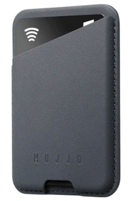 Mujjo Кожаный картхолдер с Magsafe для вашего iPhone, Синий стальной