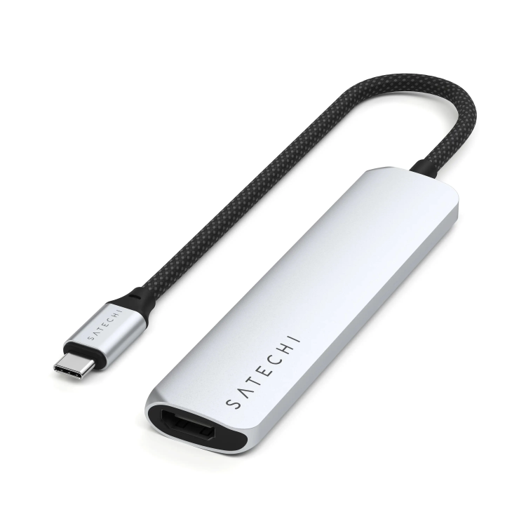 Satechi 6-в-1 USB-C хаб  Slim Multiport с поддержкой 4K, серебристый | HDMI, USB, SD-кардридер