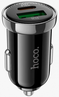 Hoco Z44 Автомобильное зарядное устройство Leading, 1xUSB + 1xUSB-C, 3A, 20W, быстрая зарядка QC 3.0