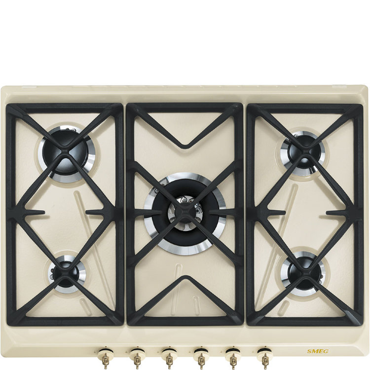SMEG Варочная панель RV876POGH | Коллекция: Coloniale | Ширина: 70/75 см | Материал: Нержавеющая сталь с эмалированной поверхностью | Напряжение-220-240 В | Цвет-Кремовый
