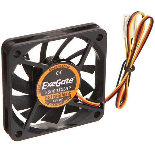 Вентилятор ExeGate ExtraSilent ES06010S3P, 60x60x10 мм, подшипник скольжения, 3pin, 3000RPM, 23dBA <EX283368RUS>