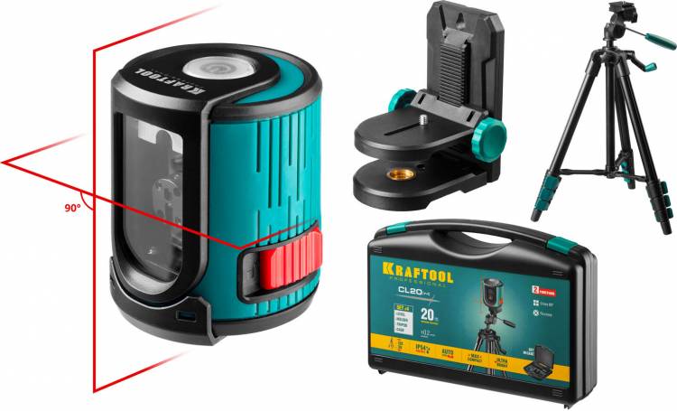 Kraftool CL 20 4 Нивелир лазерный, 20 м, держатель, Штатив, в кейcе 34700-4_z01