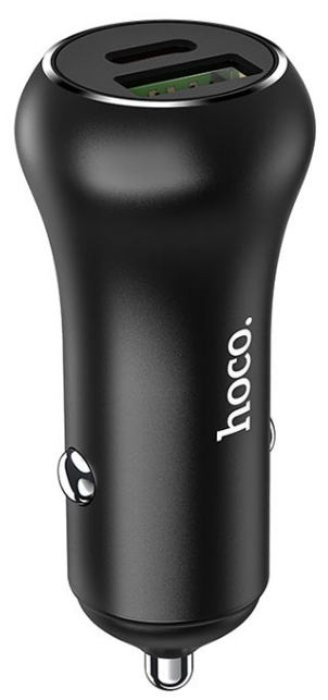 Автомобильное зарядное устройство HOCO Z38, быстрая зарядка PD20W+QC3.0 Resolute, USB+USB-C, черный 