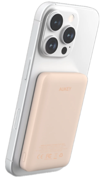 Aukey Внешний аккумулятор Magnetic 10000 мАч | Совместим с MagSafe Qi Pink