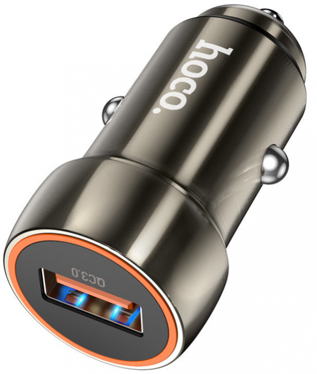Автомобильное зарядное устройство HOCO Z46 sapphire metal gray, QC3.0, USB 3.0A 
