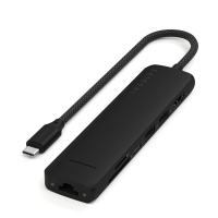 Satechi USB-C Хаб 7-в-1 Slim Multiport с Ethernet, HDMI 4K, USB 3.2, SD-кардридером и зарядкой 100W — для MacBook, iPad, ноутбуков (черный)