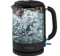 Чайник Hyundai HYK-G3402 | Объем, в литрах: 1.7 | Потребляемая мощность, в Вт: 2200 | Материал: термостойкое стекло