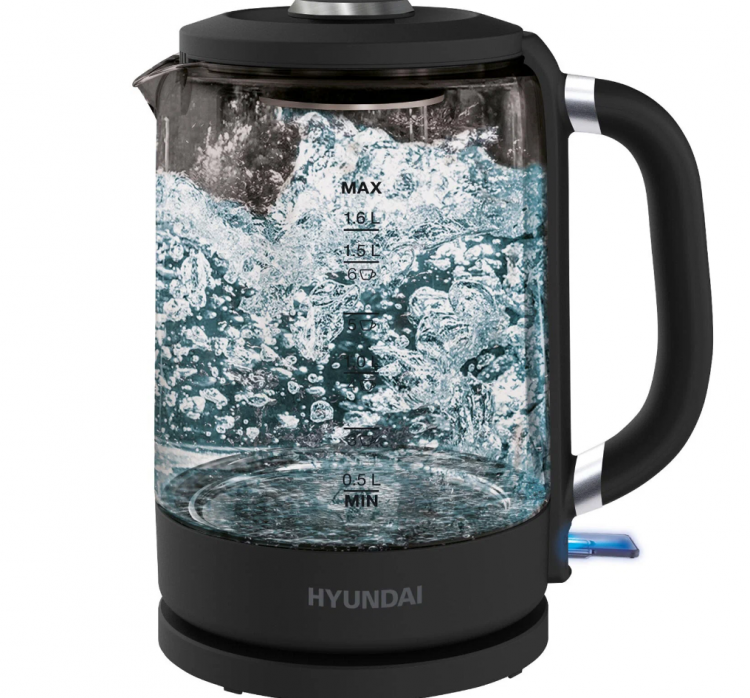 Чайник Hyundai HYK-G3402 | Объем, в литрах: 1.7 | Потребляемая мощность, в Вт: 2200 | Материал: термостойкое стекло