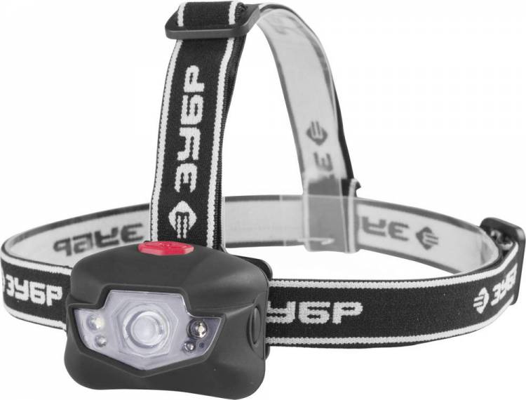 Фонарь ЗУБР ЭКСПЕРТ налобный светодиодный, 3Вт(120Лм)+4LED, линза коллиматор, 3 режима, 3ААА