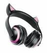 Bluetooth гарнитура Qumo Party Cat (ВТ 0024), черный + "ушки" с подсветкой, накладная, Bluetooth 4.2, 360  мА-ч, до 14 часов, встроенная подсветка, пластик.