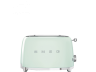 Smeg TSF01PGEU | Тостер | Пастельно-зеленый | Количество тостов: 2 | Мощность: 950 Вт | 6 уровней поджаривания | Функции: размораживание, подогрев, багель | Съемный поддон для крошек