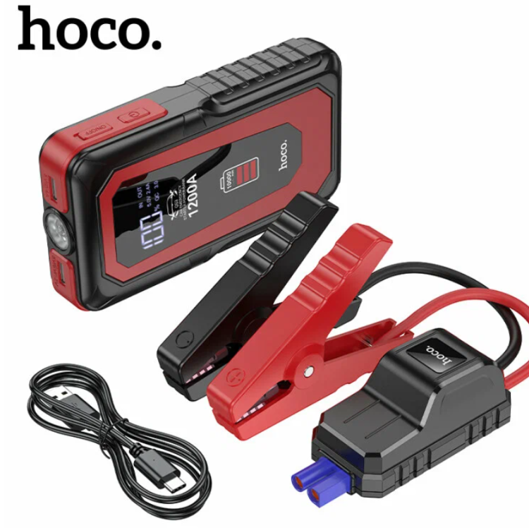 Пусковое устройство для авто (бустер) Hoco QS3, аккумулятор внешний 10000mAh, с фонариком