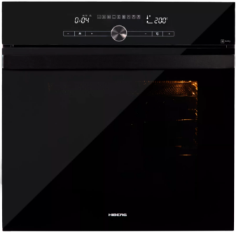 HIBERG Духовка электрическая VM 6193 B | Черное стекло | Габариты для встраивания (Ш x Г x В): 55.6 x 56 x 58.5 см | Количество режимов работы: 9 | Конвенция | Гриль | Global