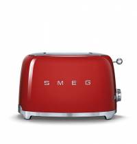Smeg TSF01RDEU | Тостер | Красный | Количество тостов: 2 | Мощность: 950 Вт | 6 уровней поджаривания | Функции: размораживание, подогрев, багель | Съемный поддон для крошек