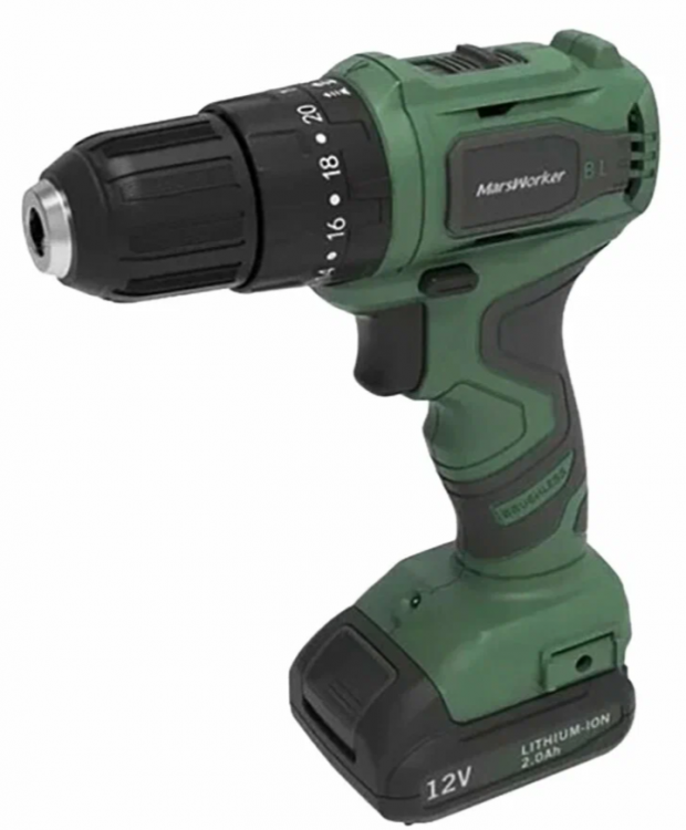 Аккумуляторная ударная дрель-шуруповерт MarsWorker 12V Lithium Impact Drill Зелёная MSBLID1201-04