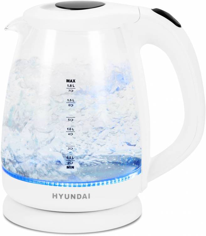 Чайник Hyundai HYK-G2001 1.8л. 2200Вт белый/серый | Мощность: 2200 Вт | Объем: 1.8 л | .22x0.186x0.234 м