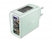  Acefast сетевое зарядное устройство A45, sparkling series PD65W, GaN (2xUSB-C+USB-A) FCW Charger, цвет: mountain mist