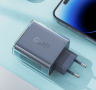 Acefast сетевое зарядное устройство A45, sparkling series PD65W, GaN (2xUSB-C+USB-A) FCW Charger, цвет: Mica gray