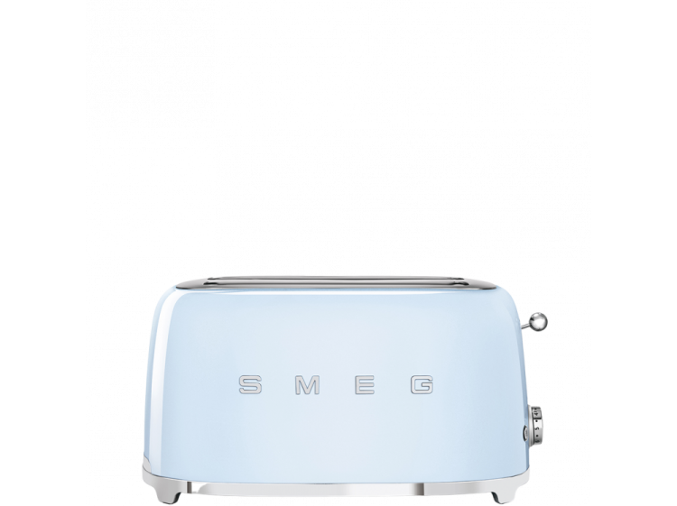 Тостер SMEG TSF02PBEU пастельный голубой в стиле 50-х г.г./ 4 ломтика, корпус из нержавеющей стали, 6 уровней поджаривания, голубой
