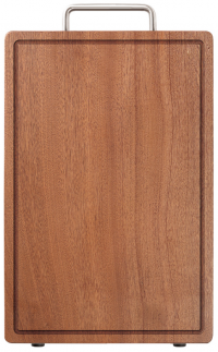 Разделочная доска деревянная 360x240x25 мм из цельного дерева сапеле, c желобком и металлической ручкой HuoHou Sapele Cutting Board HU0252, коричневая