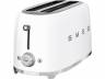 Тостер SMEG TSF02WHEU белый в стиле 50-х г.г./ 4 ломтика, корпус из нержавеющей стали, 6 уровней поджаривания