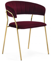 Woodville Стул на металлокаркасе "Kamelia" вино красный / золотой | Ширина - 60; Глубина - 52; Высота - 79 см