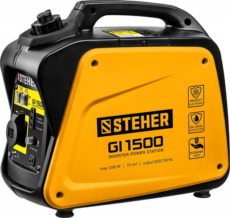 GI-1500 генератор инверторный, 1200 Вт, STEHER zb