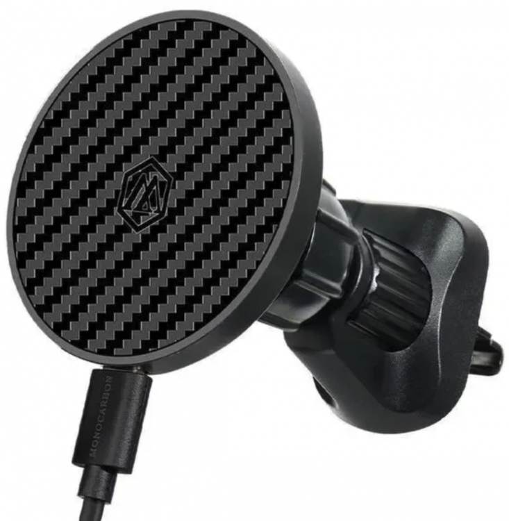 MonoCarbon Автомобильный держатель с Magsafe | с беспроводной зарядкой мощностью 7,5 Вт | Carbon Fiber Magsafe Car Mount