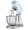 Планетарный миксер SMEG SMF02PBEU пастельный голубой /Мощность 0,8 кВт; Объем чаши 4,8л; Регулировка скорости, 2 насадки для взбивания, 1 насадка для теста, крышка для чаши.