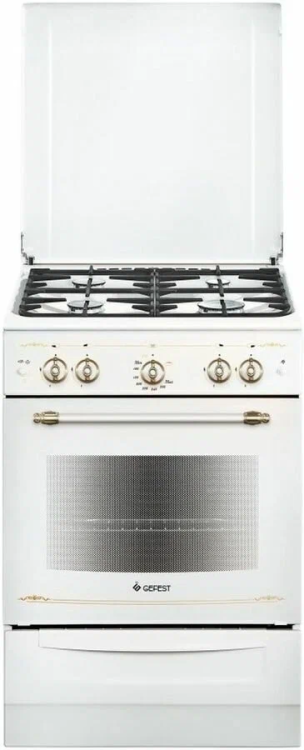 Плита газовая Gefest ПГ 6100-02 0185 | Поверхность: эмалированная сталь, конфорок: 4, объем духовки: 52 л, газ-контроль, размер ШхВхГ: 60х85х60 см, белый | Global