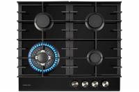 Варочная поверхность HIBERG VM 6021 B / конфорок - 4 шт, решетки - чугун, панель - закаленное стекло, электроподжиг, газ-контроль.