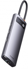 Хаб/ Переходник/Адаптер BASEUS Starjoy Series 7-in-1, Разветвитель, Type-C - 3xUSB3.0+ 2*HDMI+PD+RJ45, серый WKWG040113