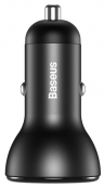 Автомобильное зарядное устройство BASEUS Digital Display Dual SCP, 2*USB + Кабель USB-Type-C, 5A, серый TZCCBX-B0G