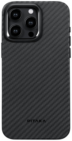 Рitaka Противоударный чехол MagEZ Pro 4 для iPhone 15 Pro Max (6.7"), черно-серый, кевлар (арамид)